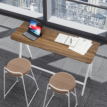 Modern High Standing Desk with Stools, Overhead View