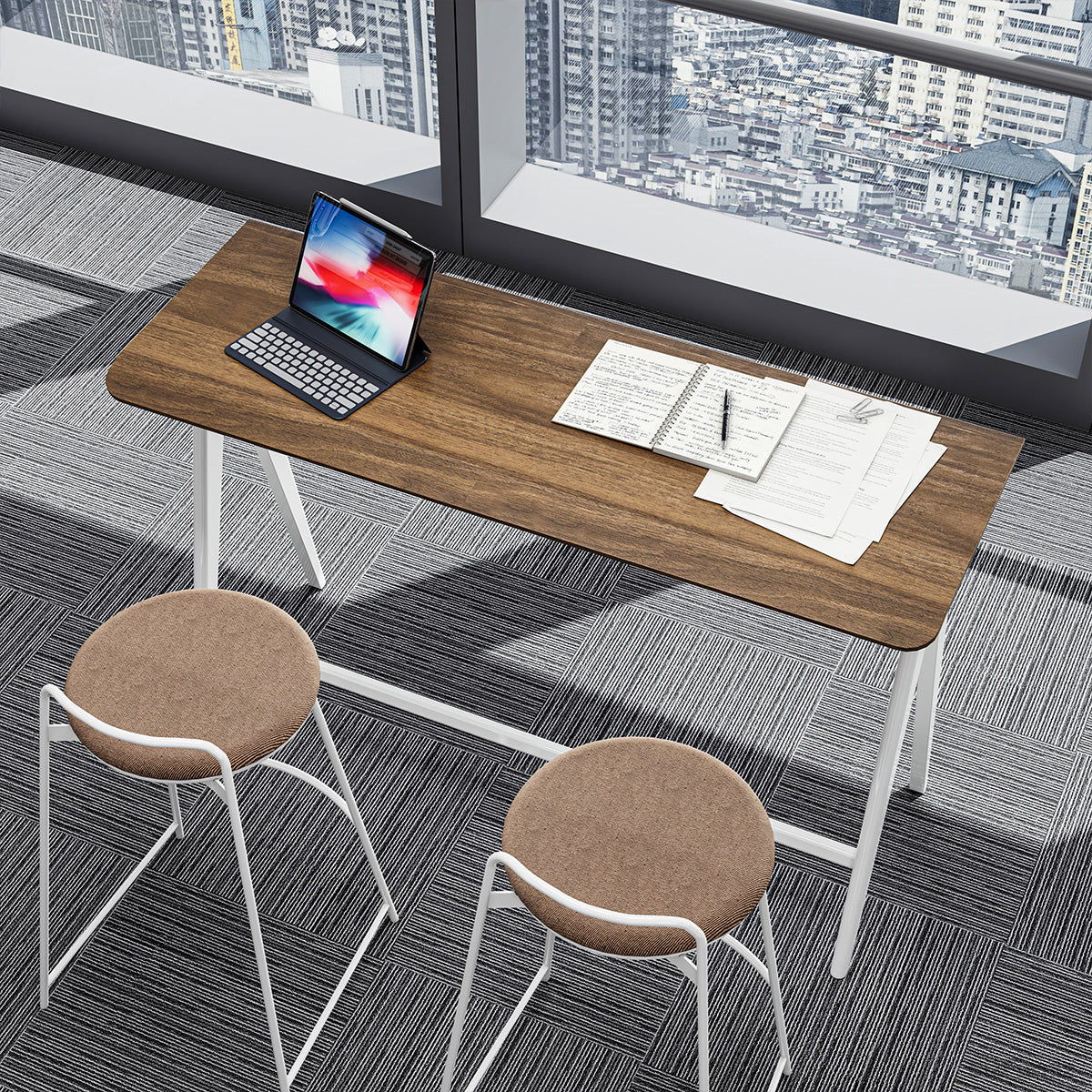 Modern High Standing Desk with Stools, Overhead View