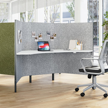 Modular Felt Office Desk with Privacy Panel, Side View