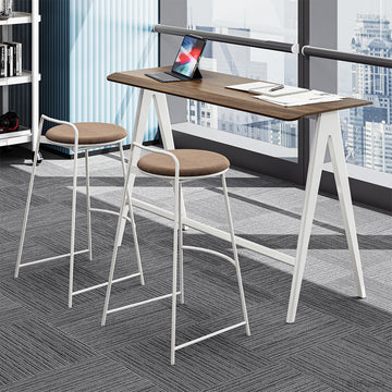 Wood and White Bar Table for Office, Side View