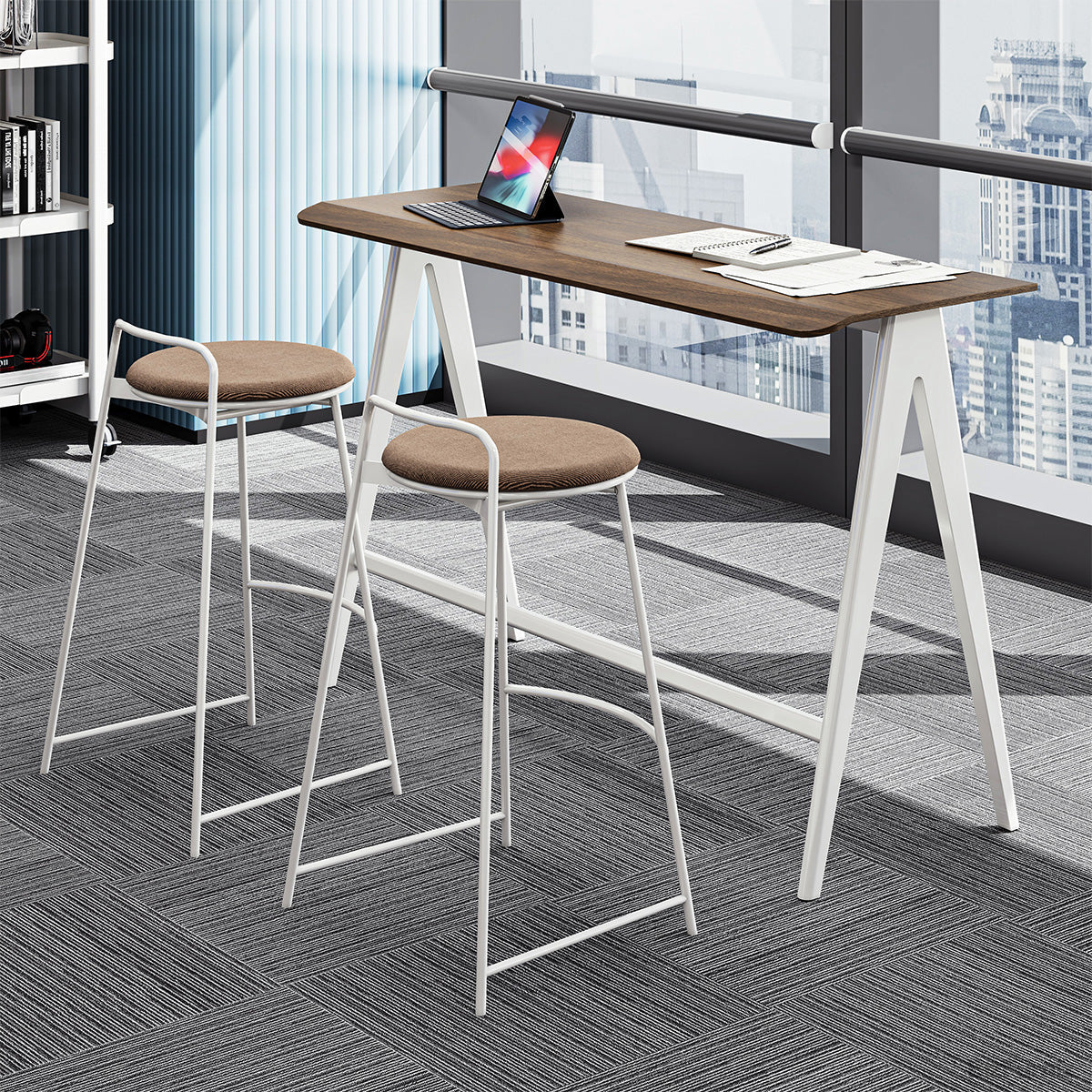 Wood and White Bar Table for Office, Side View