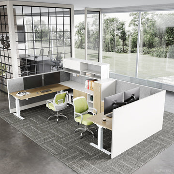 2-Person Office Workstation with Dividers