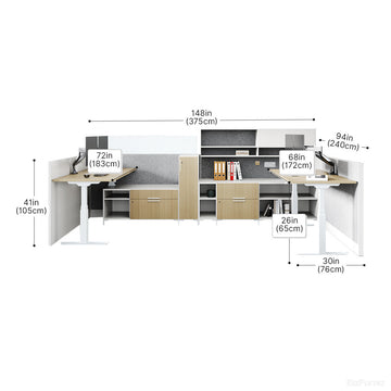 Office Workstation with Dimensions Diagram