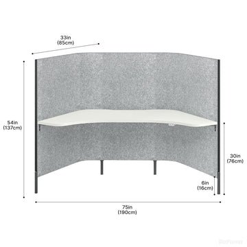 Single Felt Office Workstation with Dimensions