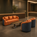 Curved Reception Sofa with Quilted Outer Panels