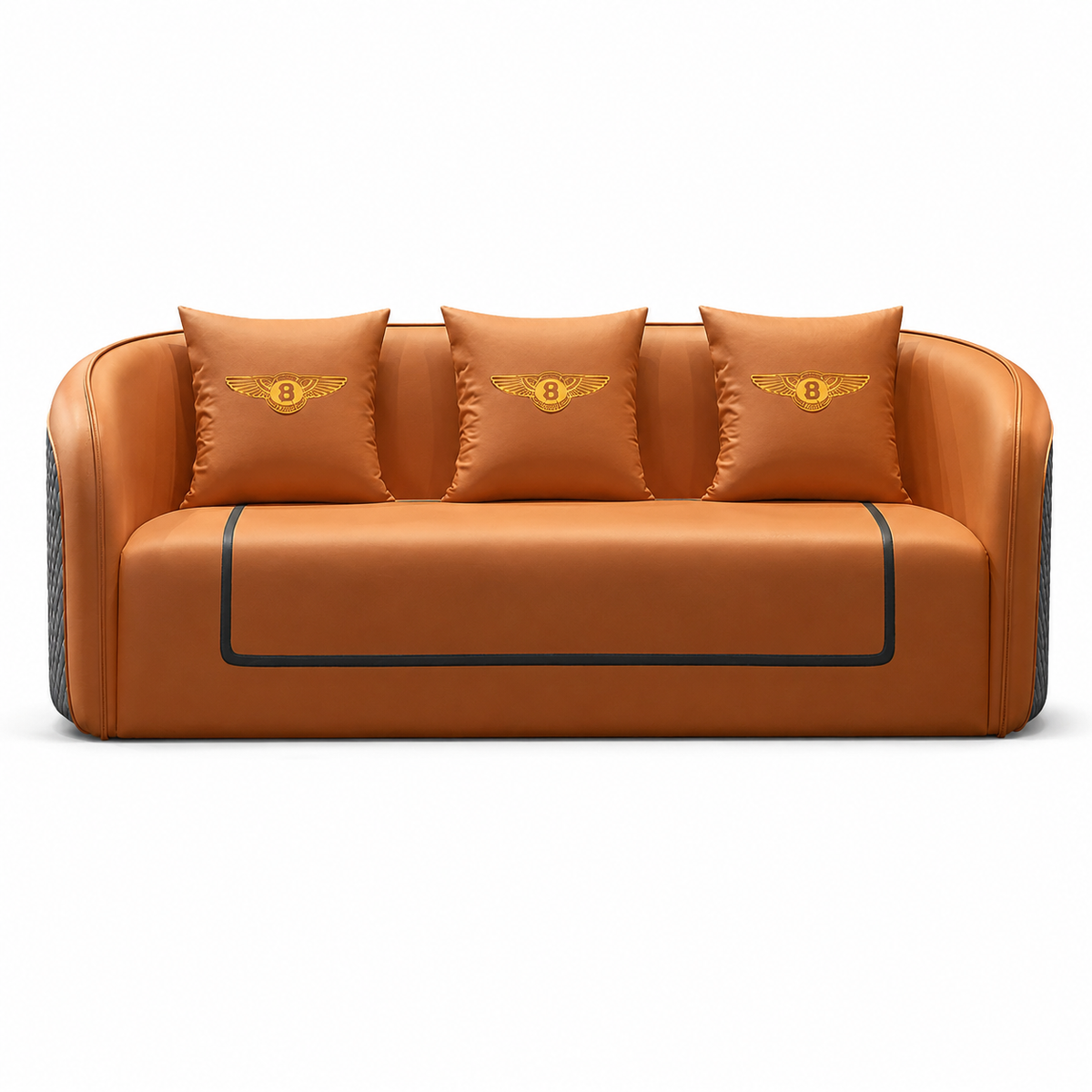 Curved Reception Sofa with Quilted Outer Panels