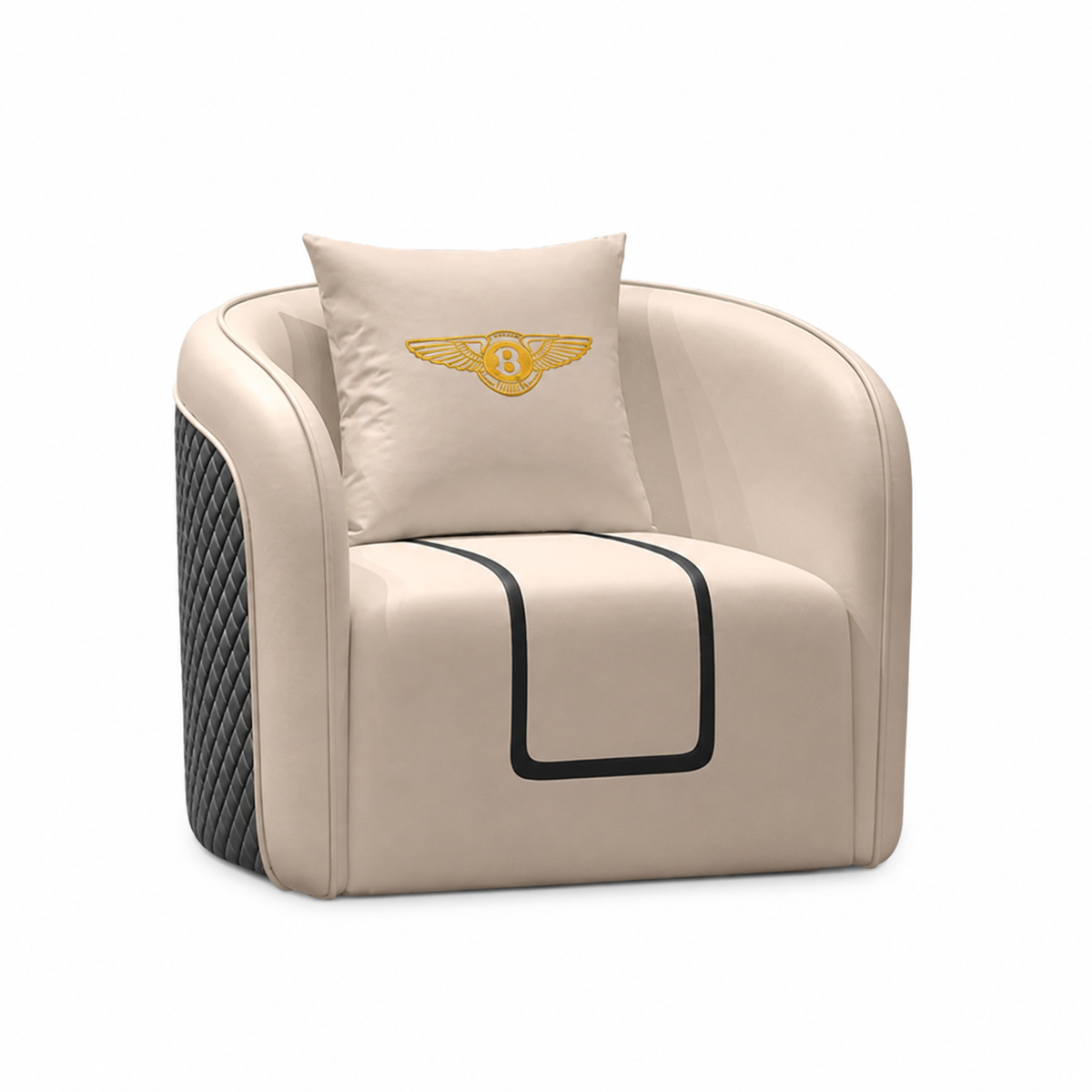 Curved Reception Sofa with Quilted Outer Panels