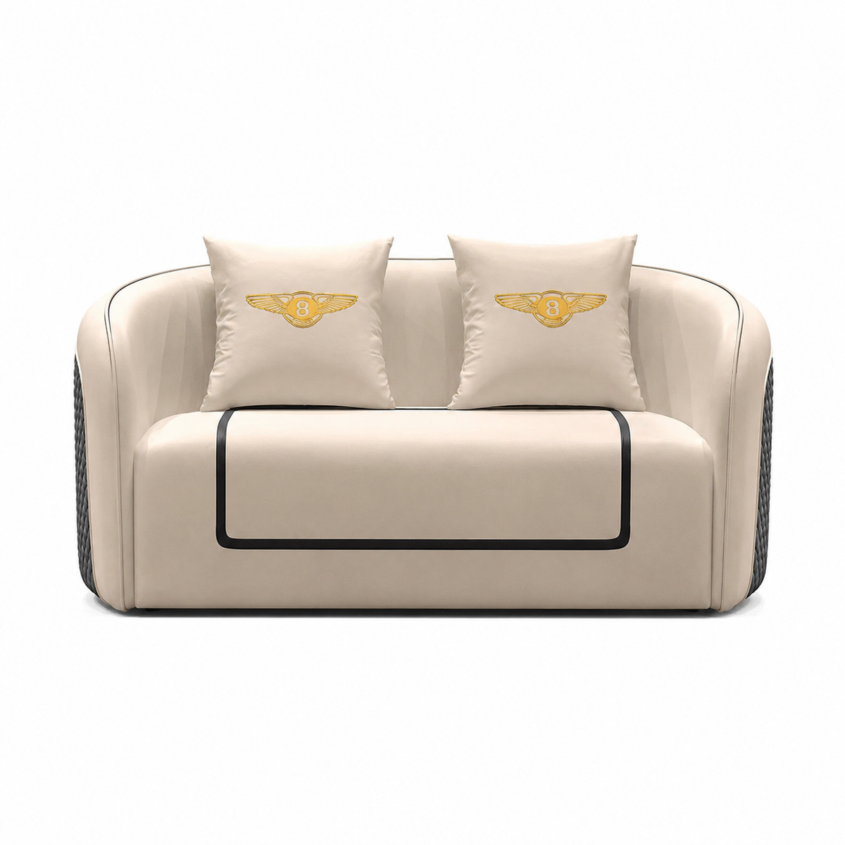 Curved Reception Sofa with Quilted Outer Panels