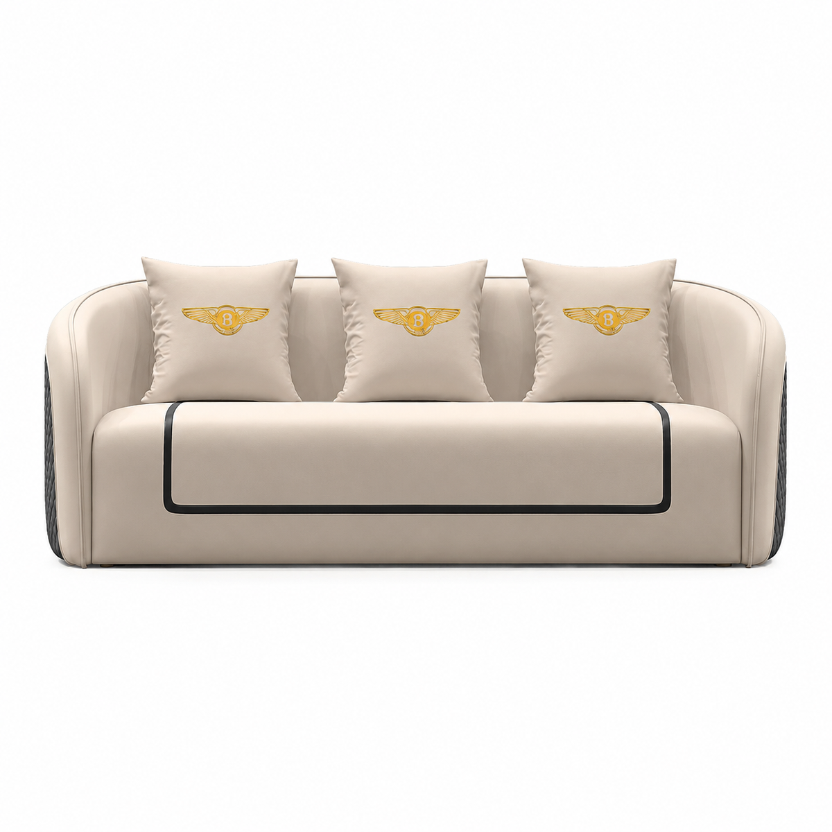 Curved Reception Sofa with Quilted Outer Panels