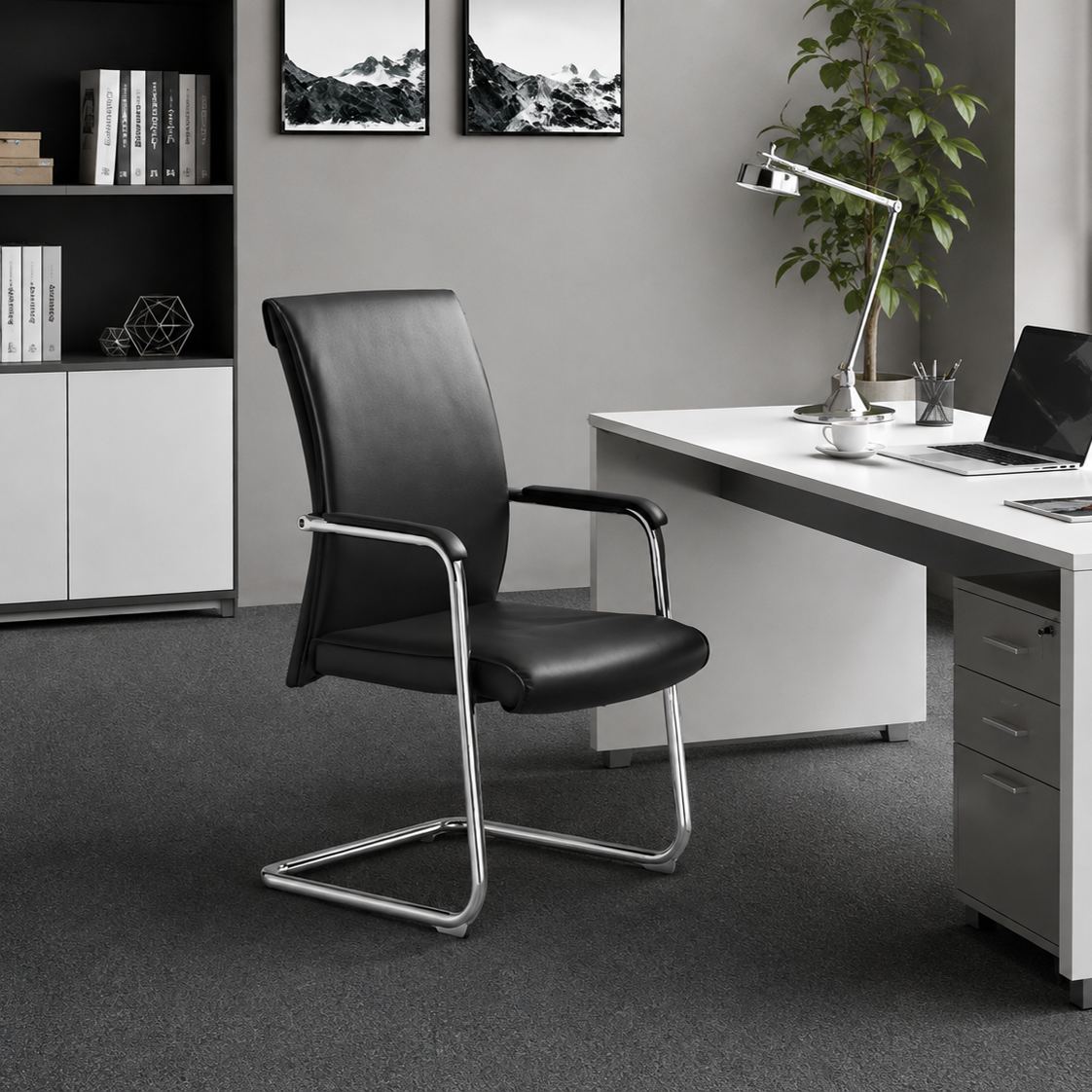 black-faux-leather-office-chair