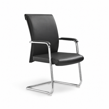 Black Faux Leather Office Chair with Padded Armrests
