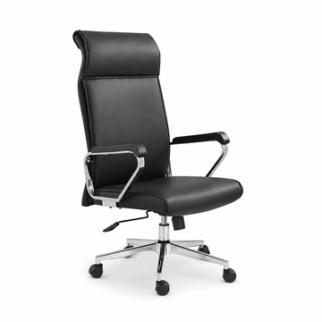 Black Faux Leather Office Chair with Padded Armrests