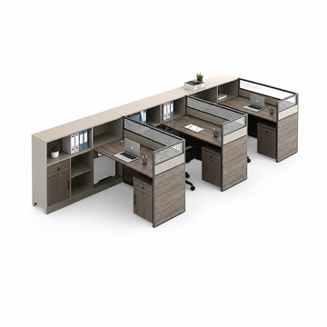 Office Workstation with Partitions and Open Storage