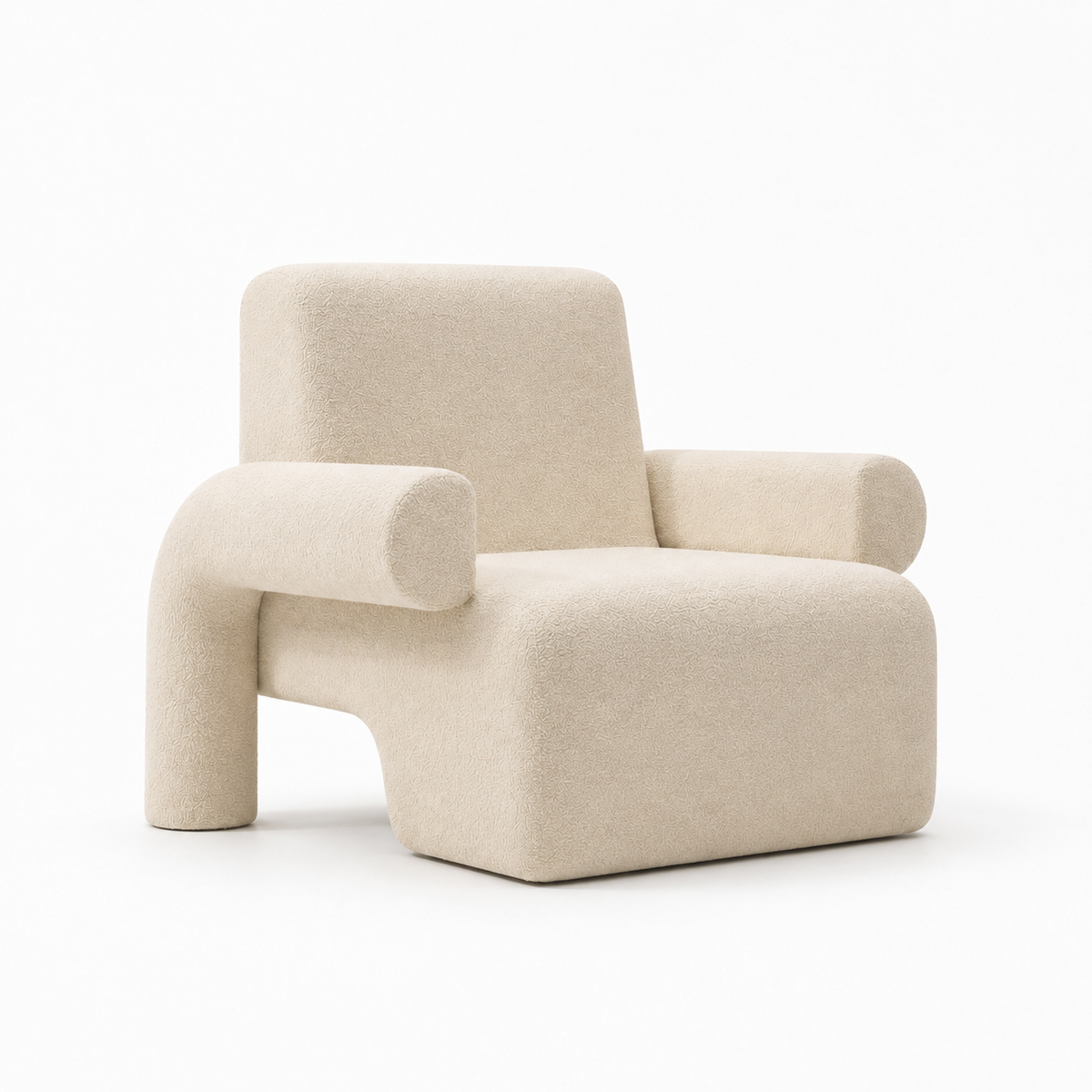 Curved Reception Sofa with Sherpa Fleece Upholstery