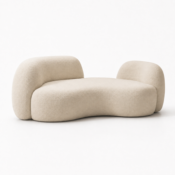Curved Reception Sofa with Sherpa Fleece Upholstery