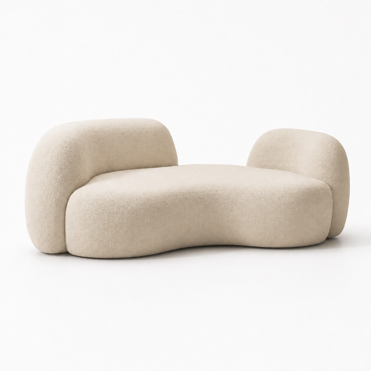Curved Reception Sofa with Sherpa Fleece Upholstery