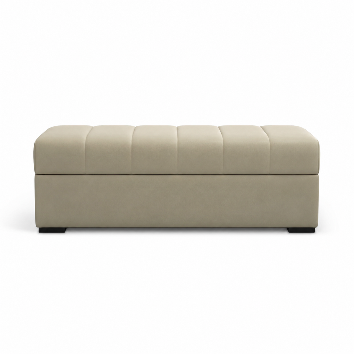Upholstered Storage Bench with Channel-Tufted Seat