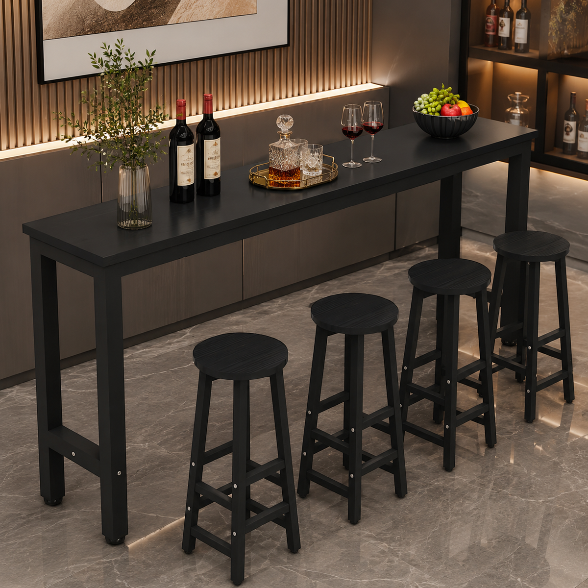 Classic Space-Saving Bar Table with Optional Stools