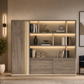 Floor-Standing Filing Cabinet with Open Display Storage