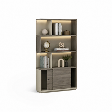 Floor-Standing Filing Cabinet with Open Display Storage