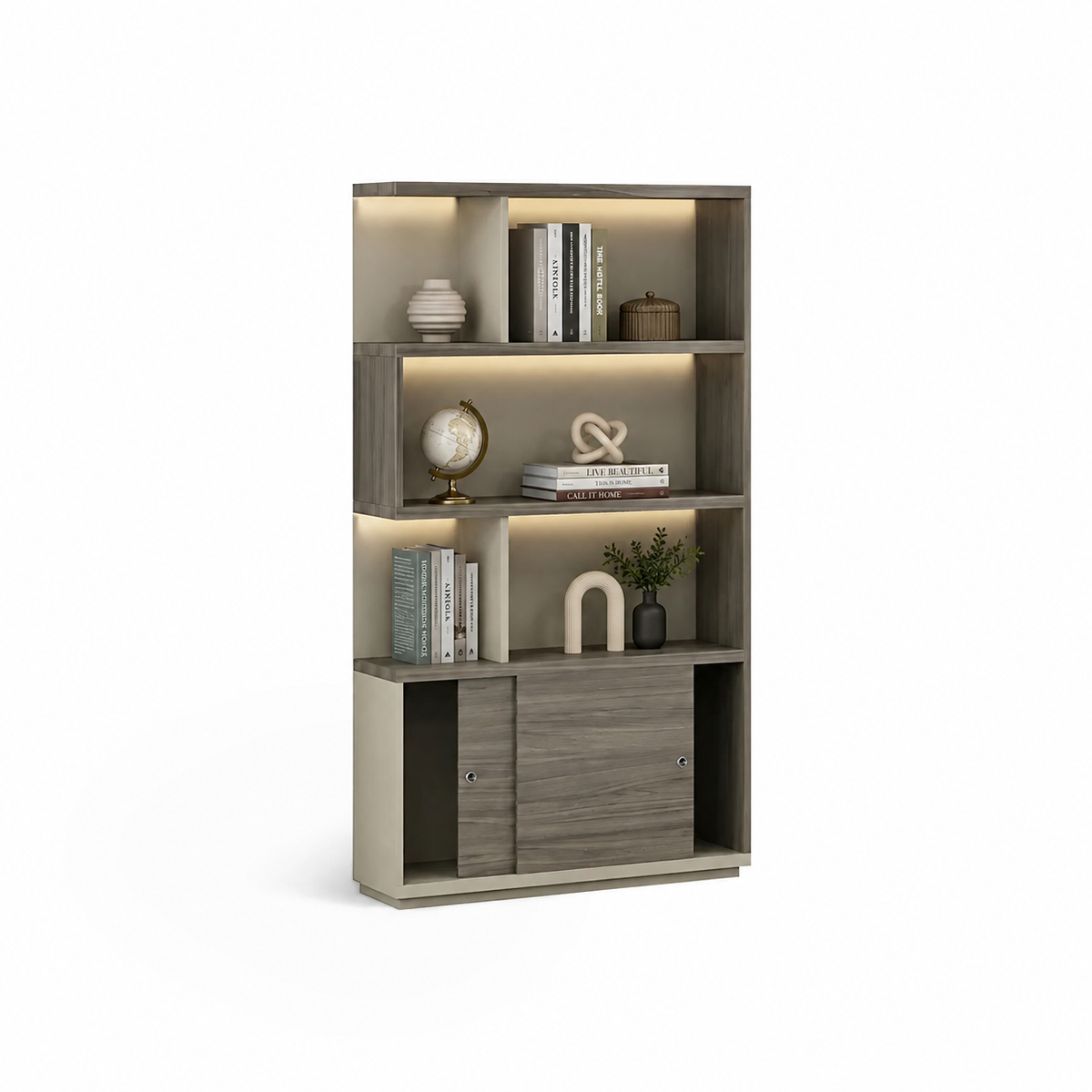 Floor-Standing Filing Cabinet with Open Display Storage