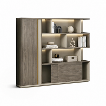 Floor-Standing Filing Cabinet with Open Display Storage
