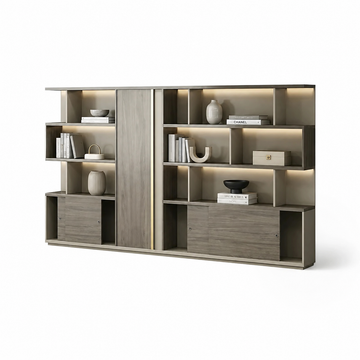 Floor-Standing Filing Cabinet with Open Display Storage