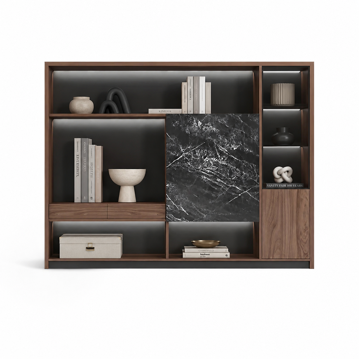 Floor-Standing Filing Cabinet with Open Display Storage