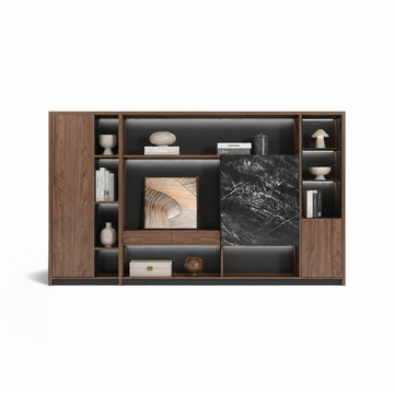 Floor-Standing Filing Cabinet with Open Display Storage