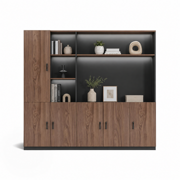 Floor-Standing Filing Cabinet with Open Display Storage