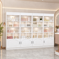 Modern White LED Display Cabinet with Open Storage