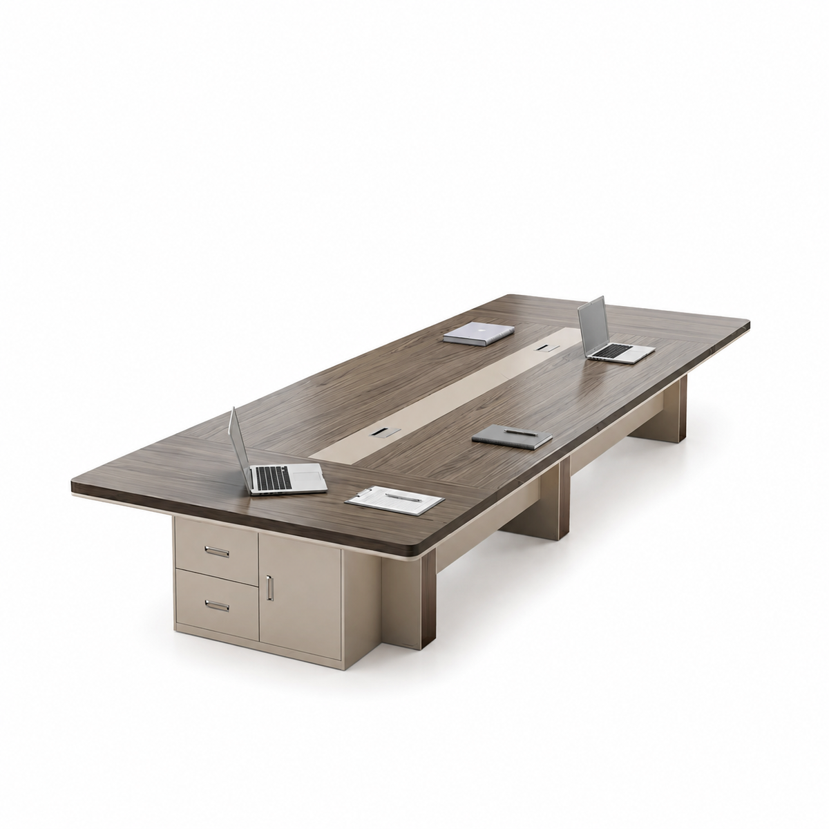 Rectangular Conference Table with Storage Cabinet