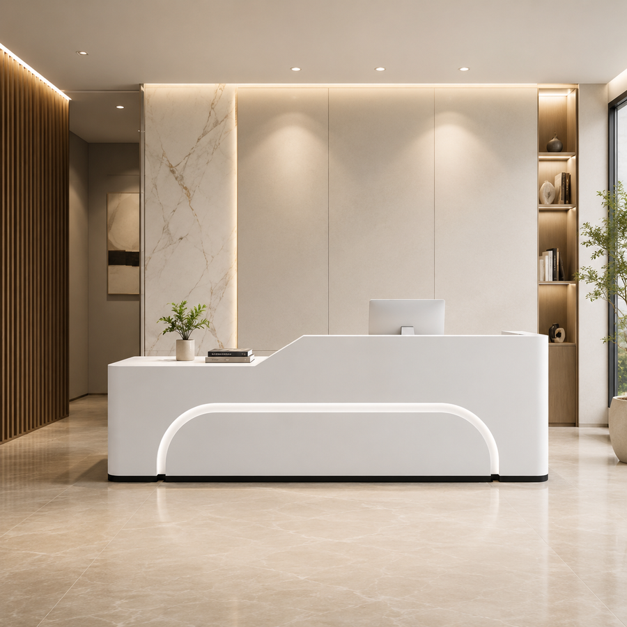 Curved LED Reception Counter with Fully Assembled Design