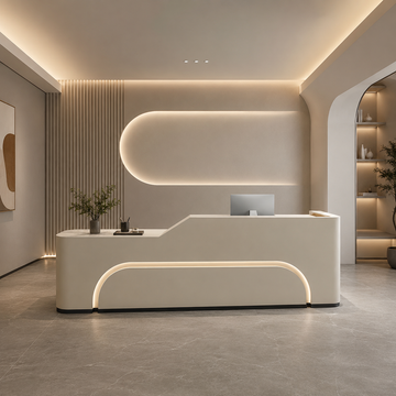 Curved LED Reception Counter with Fully Assembled Design
