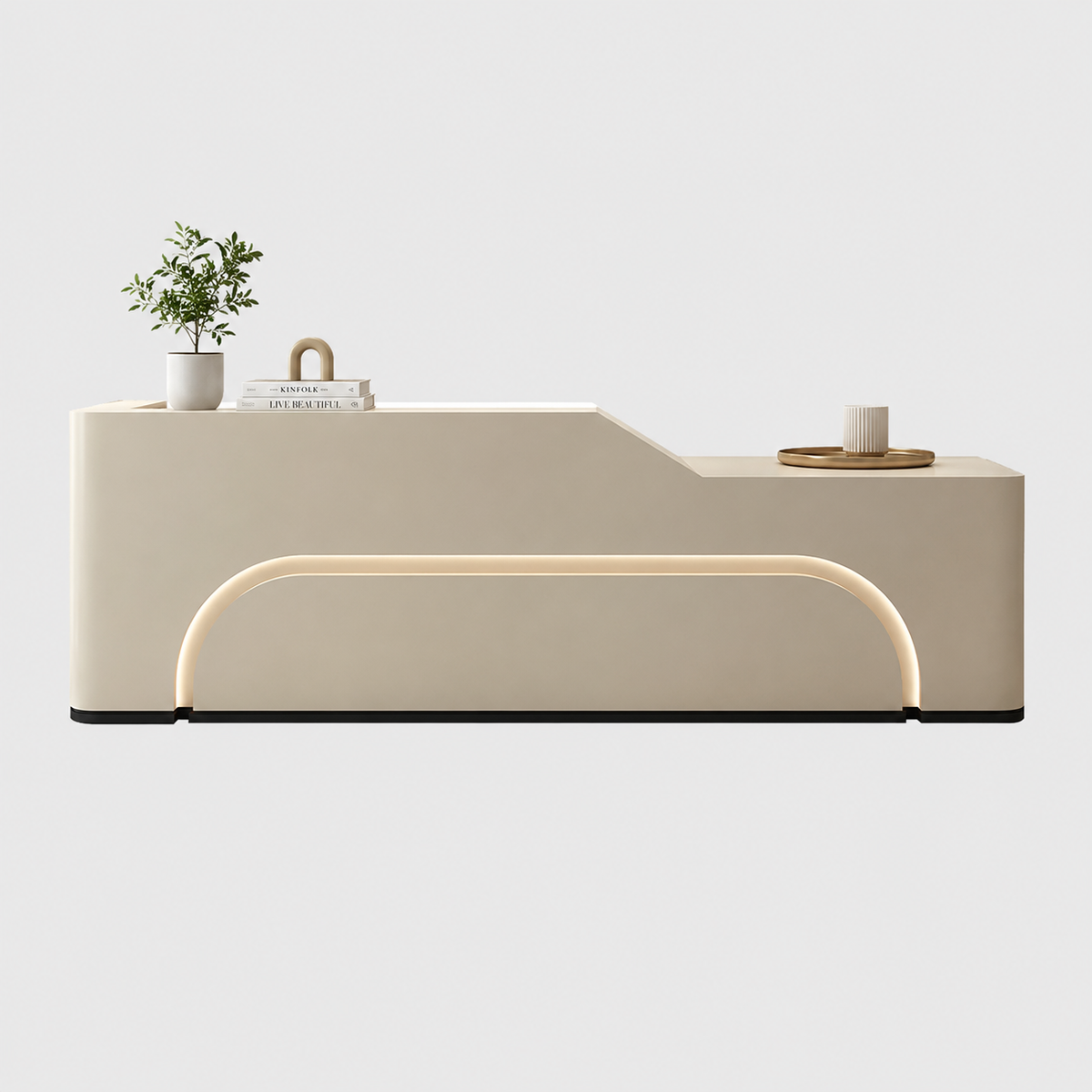 Curved LED Reception Counter with Fully Assembled Design