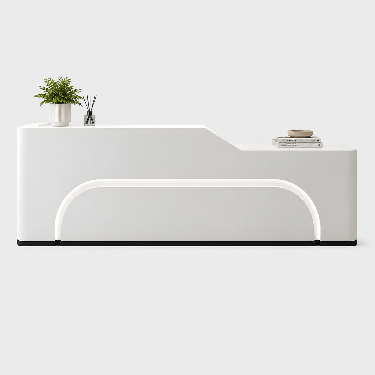 Curved LED Reception Counter with Fully Assembled Design