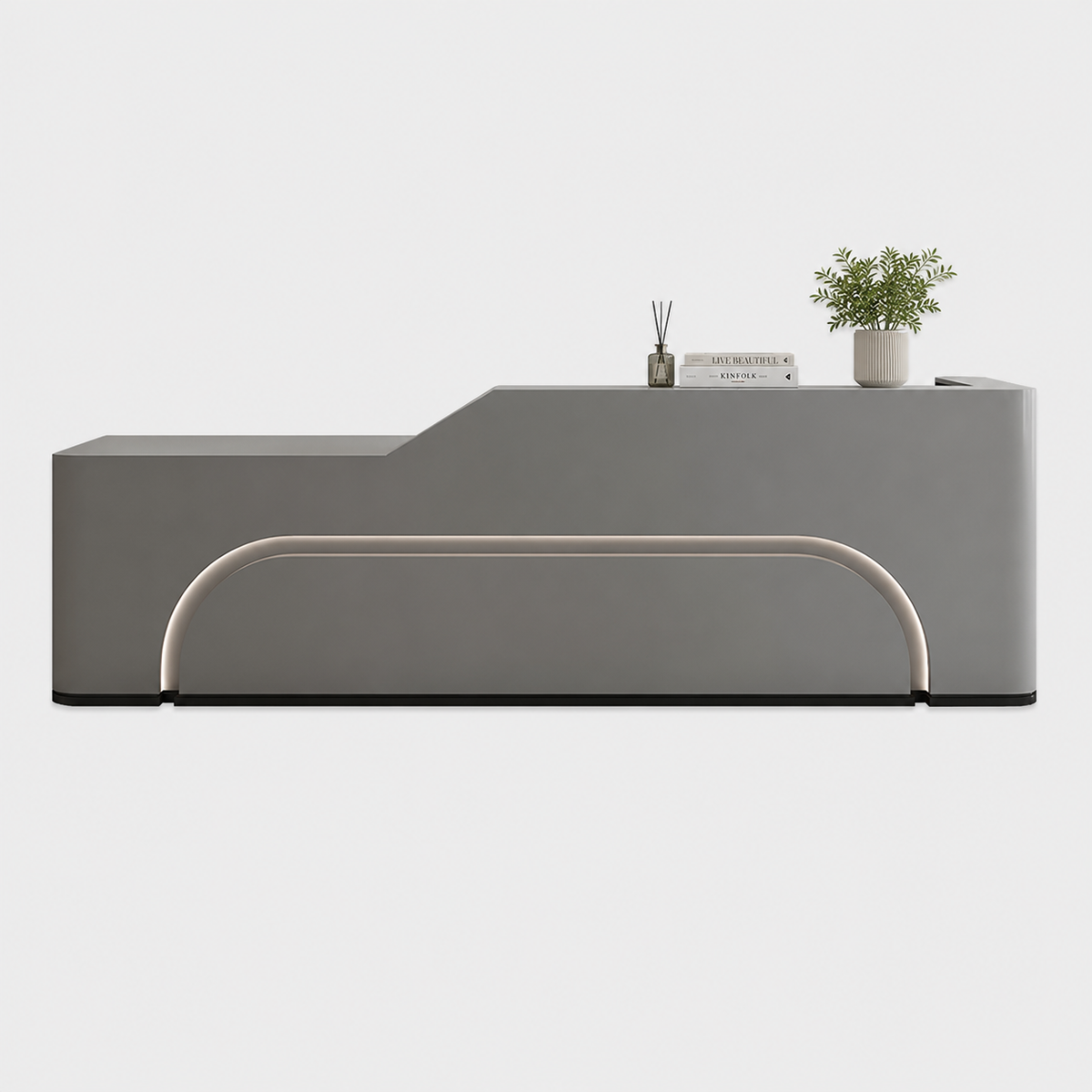 Curved LED Reception Counter with Fully Assembled Design