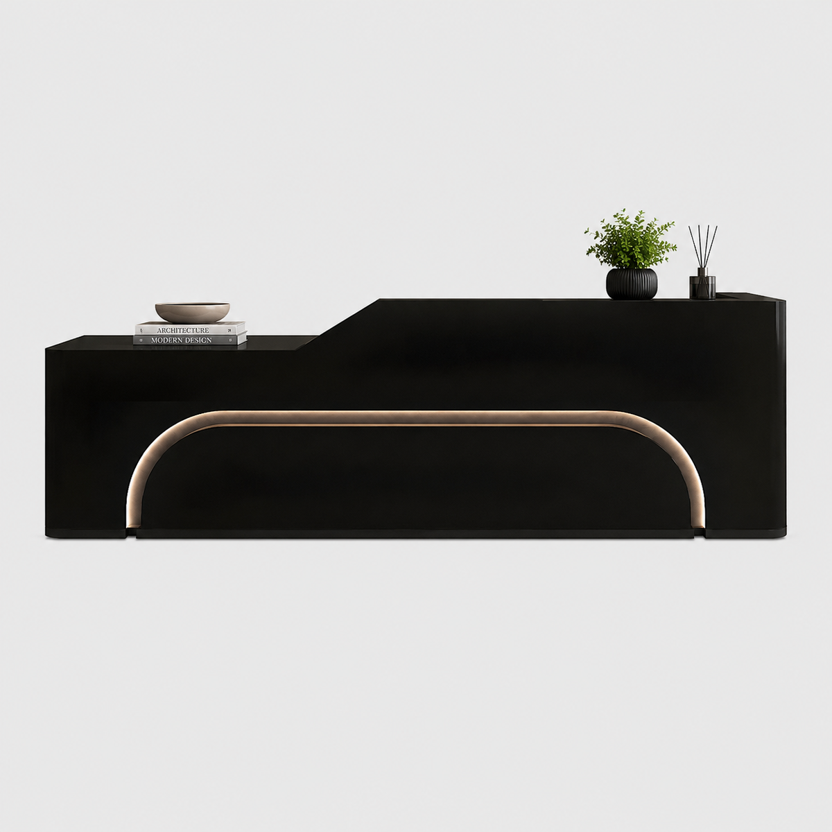 Curved LED Reception Counter with Fully Assembled Design