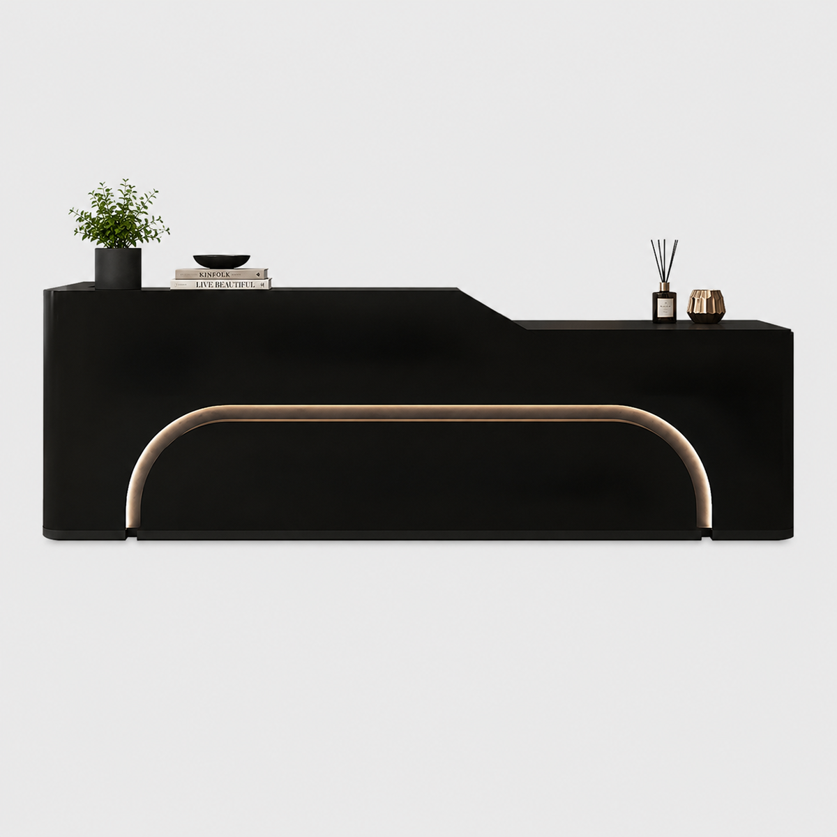 Curved LED Reception Counter with Fully Assembled Design