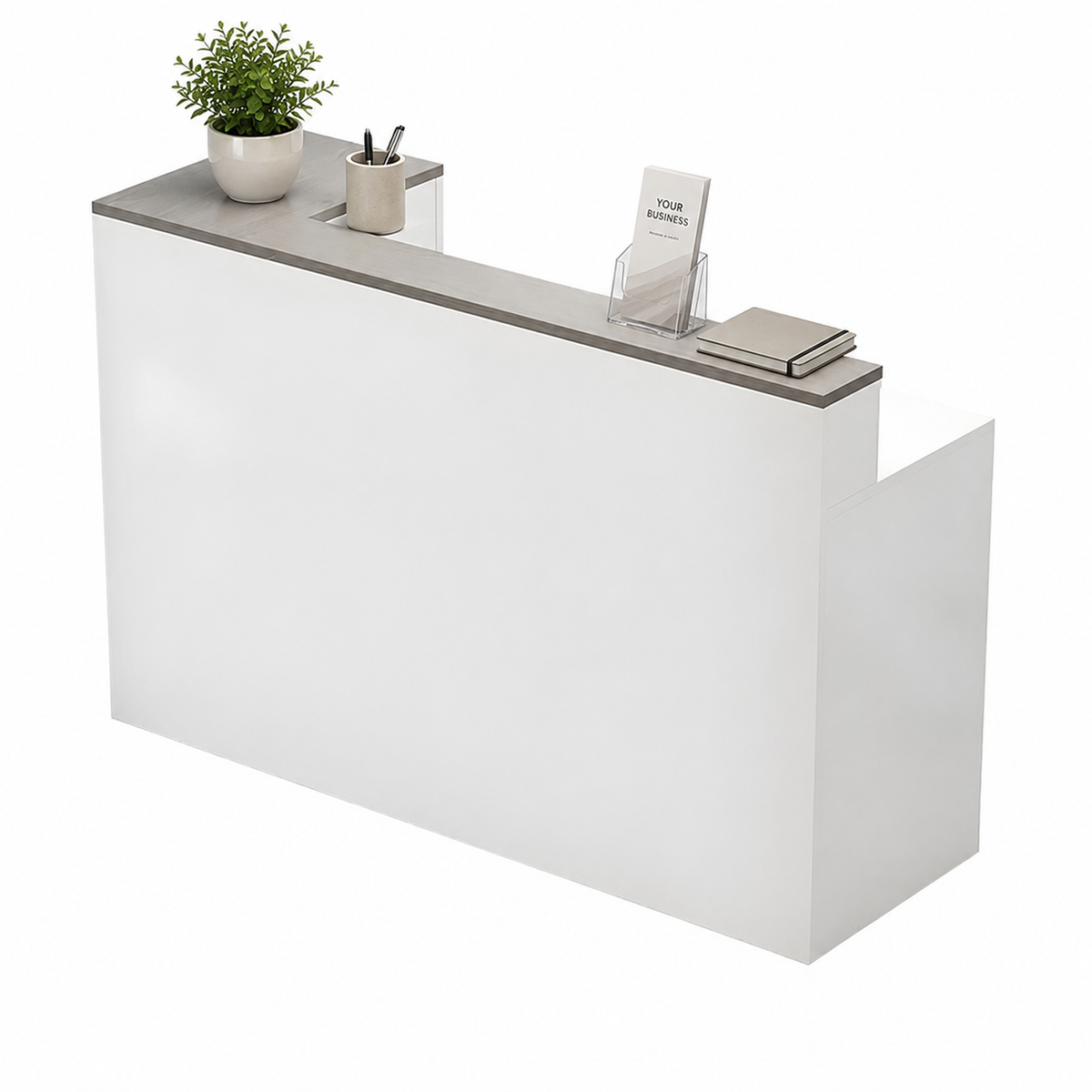 Checkout Counter with Storage and Raised Privacy Counter