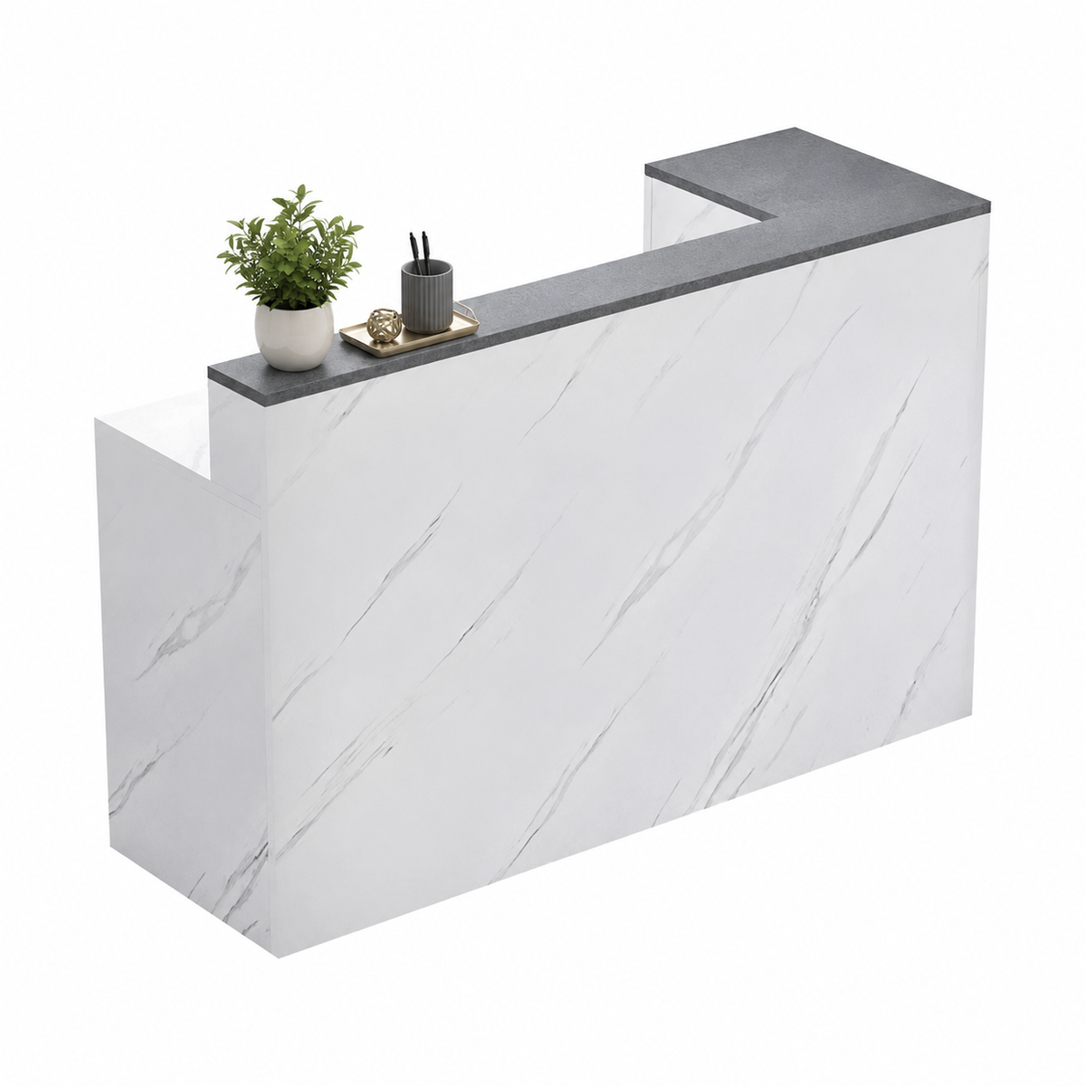 Checkout Counter with Storage and Raised Privacy Counter