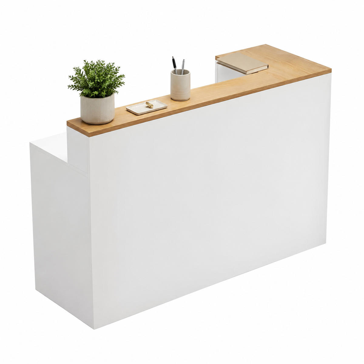 Checkout Counter with Storage and Raised Privacy Counter