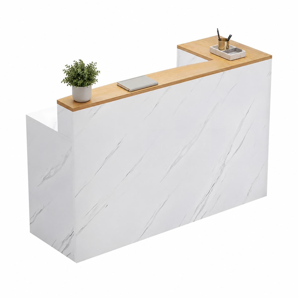 Checkout Counter with Storage and Raised Privacy Counter