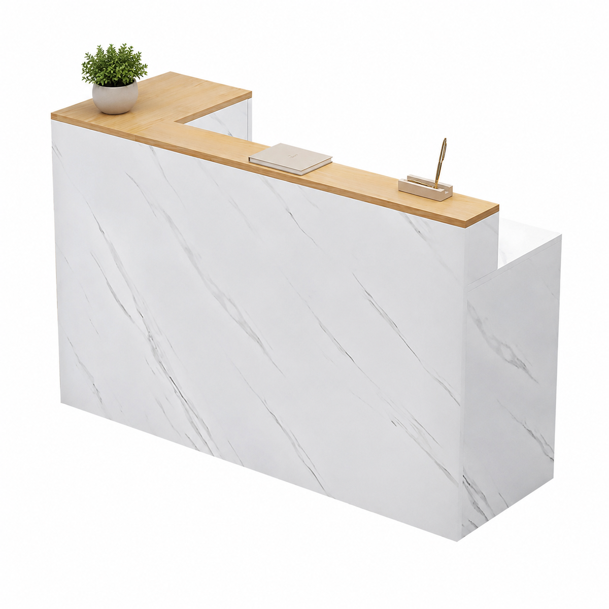 Checkout Counter with Storage and Raised Privacy Counter