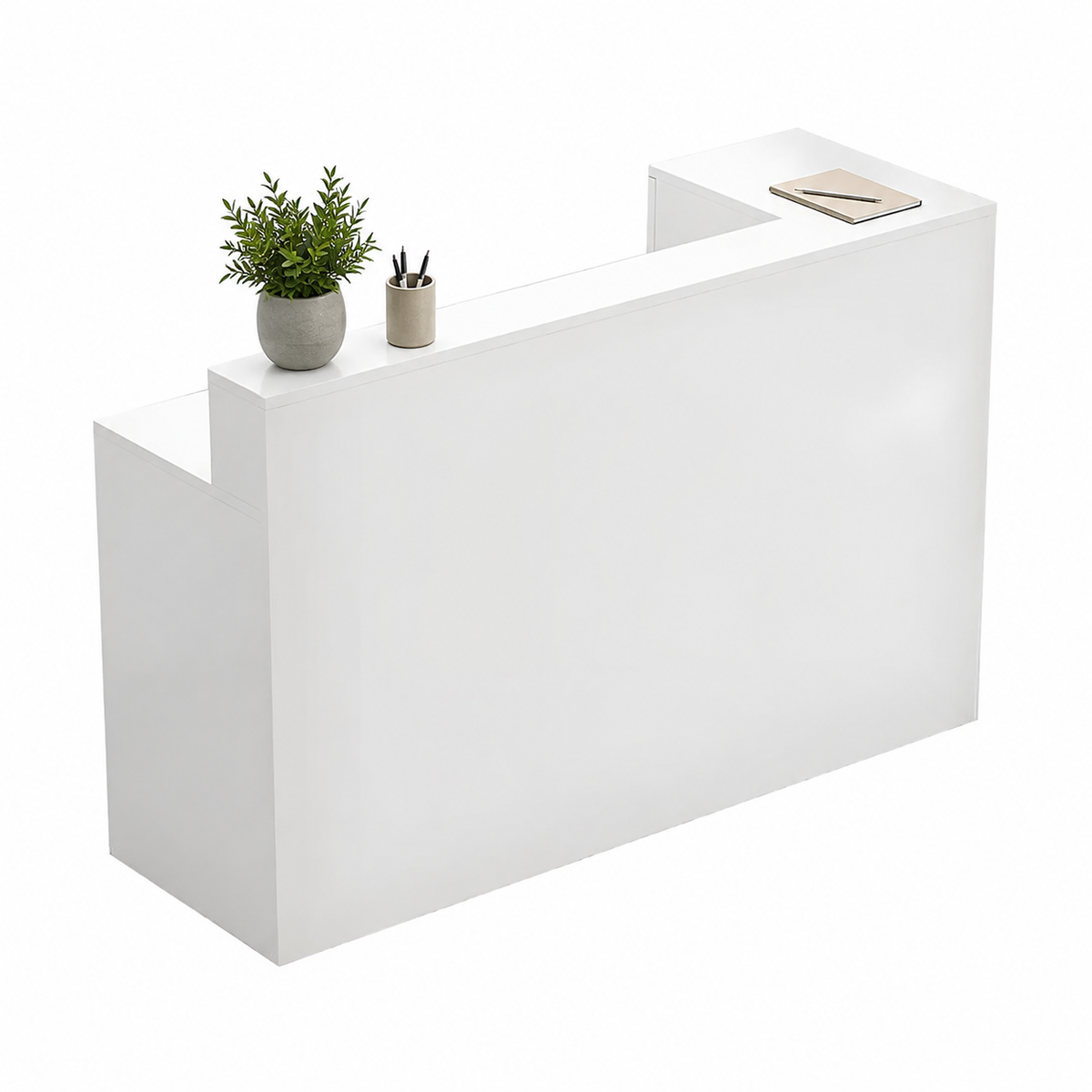 Checkout Counter with Storage and Raised Privacy Counter