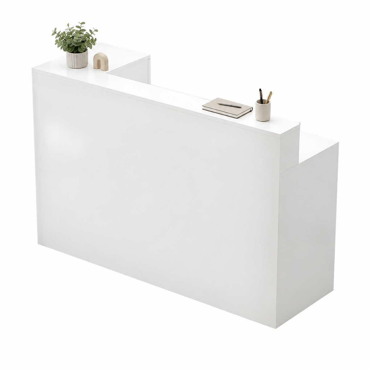 Checkout Counter with Storage and Raised Privacy Counter
