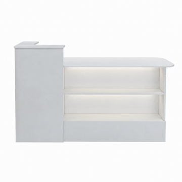 Checkout Counter with Dual-Level Worktop and Display Shelves