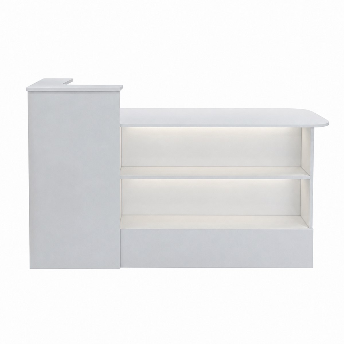 Checkout Counter with Dual-Level Worktop and Display Shelves