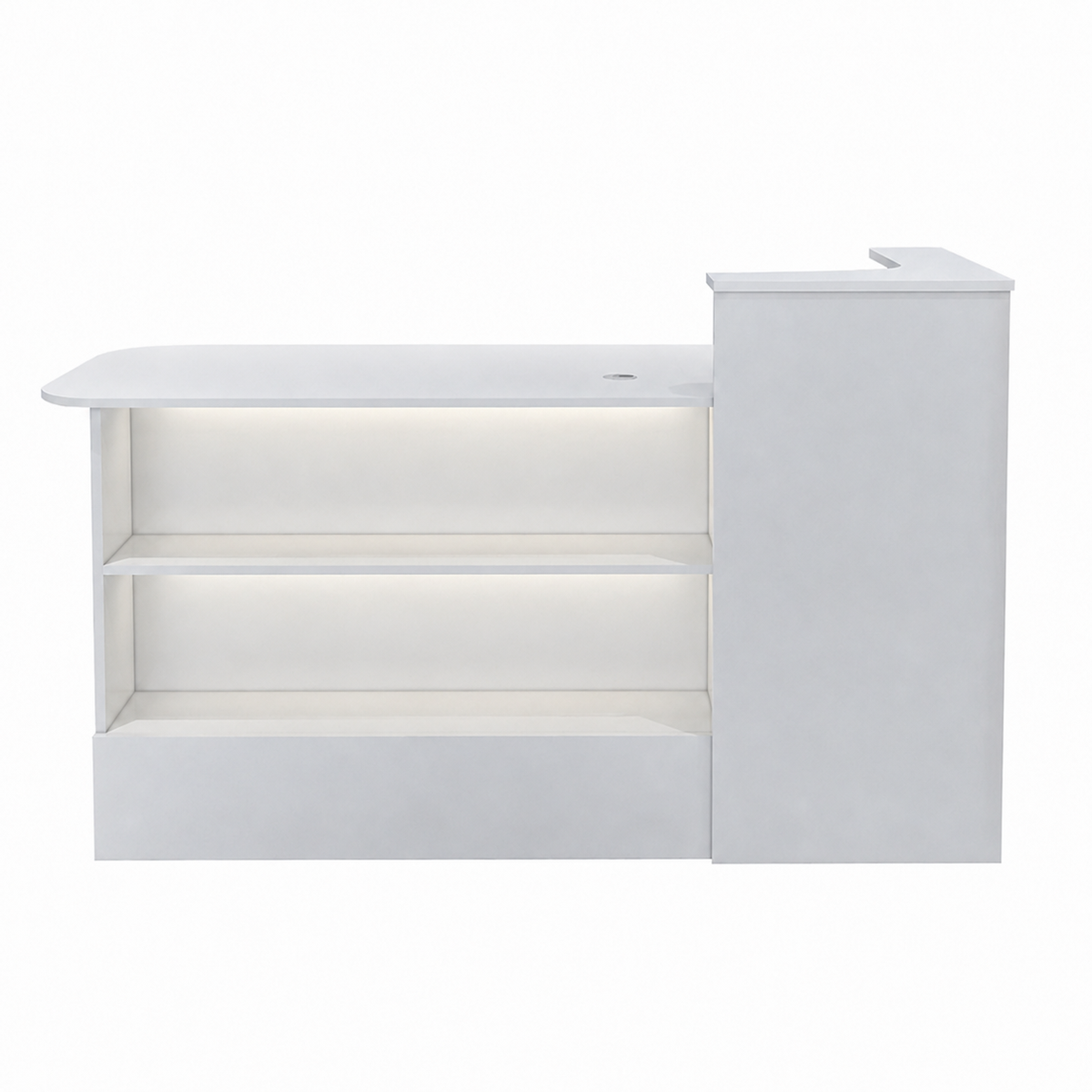 Checkout Counter with Dual-Level Worktop and Display Shelves