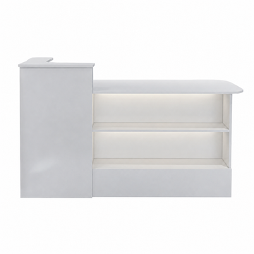 Checkout Counter with Dual-Level Worktop and Display Shelves